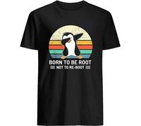 SHEIRYTOO Micerice Penguins Born To Be Root Not To Reboot Vintage Men's T-Shirt Black L