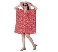 SheKaf Kaftano turco da donna, maxi abito caftano da spiaggia, copricostume da bagno, Rosso Bianco Floreale 21, taglia unica