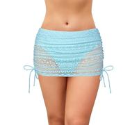 SHEKINI Baderock da donna in pizzo con slip interno, scava, a vita alta, da spiaggia, per la pancia, trasparente, per il nuoto, azzurro/verde, L