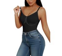 SHEKINI Body da donna modellante per il controllo della pancia, sollevatore di glutei e coscia, più snello, pantaloncini modellanti, un pezzo, Nero , S-M