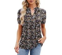 SHEKINI Camicia Donna Elegante Maglietta Estiva Donna Maniche Corte Camicetta con Scollo a V Blusa Estivi Casual Top T Shirt Stampa Floreale Abbigliamento Donna
