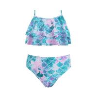 SHEKINI Costume da bagno da bambina, 2 pezzi, costume da bagno con volant, tankini con stampa, grazioso costume da bagno per bambini dai 6 ai 12 anni, Bilancia per pesce., 12 anni
