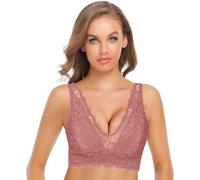 SHEKINI Elegante Reggiseno da Donna Bralette in Pizzo Floreale Senza Ferretto Reggiseno con Imbottita Removibile Scollo Profondo Comfy Intimo