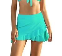 SHEKINI Gonna da Bagno Donna Bikini Calze Costumi da Bagno Gigetta con Integrato a Vita Alta Triangolo Calze Bikini Regolabile Gonna Pantaloncini da Bagno Bikini da Spiaggia, Mintgrün, M