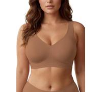 SHEKINI Reggiseno da donna senza ferretto, senza cuciture, comodo scollo a V, bralette integrale, grande seno con supporto, comodo, reggiseno Jelly Bra con spalline larghe M-5XL