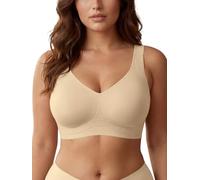SHEKINI Reggiseno da donna senza ferretto, senza cuciture, comodo scollo a V, bralette integrale, grande seno con supporto, comodo, reggiseno Jelly Bra con spalline larghe M-5XL
