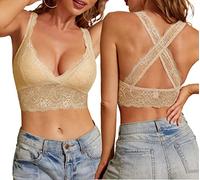 SHEKINI Reggiseno Donna Senza Ferretto Reggiseni per Dormire Bralette in Pizzo Brassiere con Coppa Imbottita Removibile Scollo Profondo Elegante Abbigliamento Intimo Donna Biancheria Intima