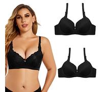 SHEKINI Taglie Forti Comodo Reggiseno da Donna Push up Sfoderato Reggiseno Minimizer Coppa Piena Sostegno Senza Imbottiti con Ferretto Spalline Regolabili,Pacco da 2