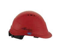 Shelblast Casco di Sicurezza con Plastica Culla Visiera (Rosso) Gec