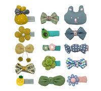 Shelbybox Sunny Delight - Fermagli per capelli in metallo, con chiusura a scatto, 15 pezzi, colore: giallo/verde/grigio, accessori fatti a mano per ragazze e ragazzi