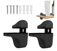 Shelf Clips, Glass Support Guard, Adjustable Mounting System, Easy Screw Tighten Design, Prevents Panel Slippage, Pantry Essentials, Modern Style for Cabinet Mantel Vanity