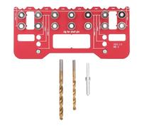 Shelf Pin Jig Kit, Strumento Guida per Foratura, Regolabile 64/128 / 192mm, Alluminio Rosso - Alta Precisione, Risparmio Tempo, Ideale per Falegnameria e Mobili