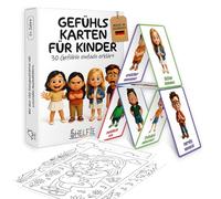 SHELFIE Biglietti per bambini [30 carte con testo esplicativo + 180 racconti con immagine da colorare] - carte emozioni pedagogiche preziose per lo sviluppo emotivo (bambini)