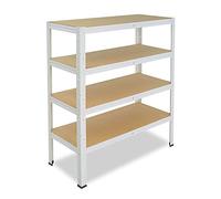 shelfplaza® 115x100x30cm HOME Scaffale metallo per carichi pesanti bianco con 4 ripiani con 175kg capacità di carico/Scaffali in metallo per garage come scaffali per ripostiglio o officina