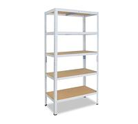 shelfplaza® 230x75x50cm HOME Scaffale metallo per carichi pesanti bianco con 5 ripiani con 175kg capacità di carico/Scaffali in metallo per garage come scaffali per ripostiglio o officina