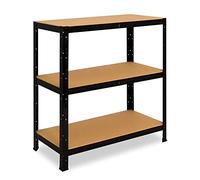 shelfplaza® 90x50x30cm BLACK Scaffale metallo nero per carichi pesanti con 3 ripiani