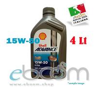 SHELL 15W50 Olio motore Moto 4T ADVANCE ULTRA 100% SINT. Approvato Ducati 4 LT