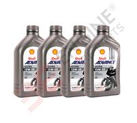 Shell Advance Ultra 15W-50 4T Moto Olio Completamente Sintetico 4 Litri 4L (4 X