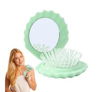Shell Brush Shell Shape Pocket Brush for Women Small Makeup Mirror Set Scalp Massage Comb for Grooming Daily Bathroom Shower Poolside Beach Camping Car Gym Home Outdoor Girls