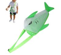 Shell Collecting Bag - 25x18x15cm/9.8x7.08x5.9in Shark Design Cute Mesh Pack,Foldable Beach Shell Bag,for Family Girl Boy Rock Sand Toy Summer Vacation Pool Travel Swim Sea Lake