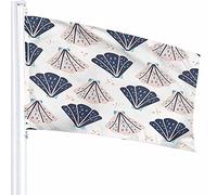 Shell Flag Decor 3x5 Ft Dot Strisce Curva Rotonda Cerchio Regolare Oceano Vita da Cartone Animato Linea Moderna Poliestere Motivo Stampato Decorazioni per Esterni per Case e Giardini