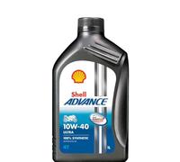 SHELL Olio motore Advance 10W-40 Olio sintetico 100% 1 L Compatibilità con YAMAHA MOTORCYCLES GIGGLE X-MAX X-CITY YZF-R FZS