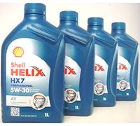 SHELL, Olio Motore Professionale Helix HX7 AV 5 w30 VW, 502,00 VW 505,01, 4 flaconi da 1 l = 4 l