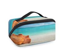 Shell On The Beach Borse per il trucco da viaggio per donne uomini ragazze ragazzi spiaggia marina sacchetto di lavaggio borsa portatile articoli da toeletta cosmetici organizzatore doccia borsa