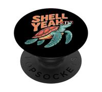 Shell Yeah divertente tartaruga gioco di parole vacanza al mare PopSockets PopGrip Adesivo