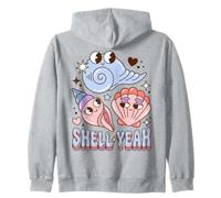 Shell Yeah Seashell Pun Beach Vacation Coastal Humor Felpa con Cappuccio