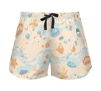 Shells Ocean Waves Beach Starfish Womens Pajama Bottoms, Pantaloncini da allenamento con Pockets for Gym Sports,S