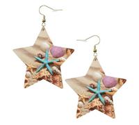 Shells on The Beach - Orecchini da donna alla moda, orecchini pendenti celesti, gioielli a forma di stella per un versatile, One Size, Pelle