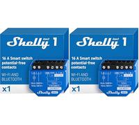 Shelly 1 Gen3, Wi-Fi Interruttore Intelligente Relé, 1 Canale, 16А, Contatto Pulito, Controllo Remoto e Automazione, Porta del Garage, Nessun Hub Richiesto, Alexa, Google Home (Confezione da 2)