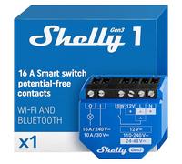 Shelly 1 Gen3, Wi-Fi Interruttore Intelligente Relé, 1 Canale, 16А, Contatto Pulito, Controllo Remoto e Automazione, Porta del Garage, Nessun Hub Richiesto, Alexa, Google Home