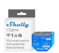 Shelly 1 Gen4, Interruttore Relè Intelligente Wi-Fi, 1 Canale, 16A, Contatti Puliti, Domotica, Controllo Porta Garage, Nessun Hub Richiesto, Certificato Matter, Alexa, Google, HomeKit, Zigbee