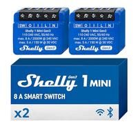Shelly 1 Mini Gen 3, interruttore intelligente relé Wi-Fi, Bluetooth (2 pz) | Contatto pulito, per scatola di derivazione, 8 A, 1 canale controllo remoto e automazioni. Alexa, Google Home, Android, IOS
