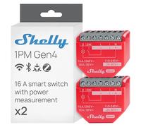 Shelly 1PM Gen4, interruttore relè intelligente, 1 canale, 16 A, misurazione della potenza, automazione domestica, nessun hub necessario, Alexa, Apple HomeKit & Google Home, Zigbee & Matter (2 pezzi)
