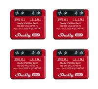 Shelly 1PM Mini Gen3 | Confezione da 4 | Relè intelligente WiFi e Bluetooth, 1 canale 8A con misurazione della potenza | Domotica | Compatibile con Alexa e Google Home | App iOS Android