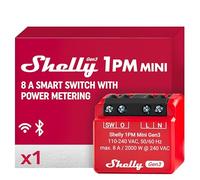 Shelly 1PM Mini Gen3, relè interruttore smart, WiFi e Bluetooth (1pz) | 1 Canale, 8A, controllo intelligente e monitoraggio dei consumi. Controllo da app. Alexa, Google Home, Android, IOS