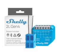 Shelly 2L Gen4 - Interruttore Relè Smart Wi-Fi, Matter e Zigbee, 2 Canali | Canale 1 fino a 200W, Canale 2 fino a 700W per Luci e Dispositivi, Senza Neutro, Controllo App, Vocale e Piattaforme, Timer