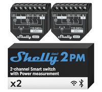 Shelly 2PM Gen3, Wi-Fi Interruttore Intelligente Relé, 2 Canali, 16А, Monitora il Consumo di Energia, Controllo Remoto e Automazione, Illuminazione, Nessun Hub Richiesto, Alexa, Google Home (2 pezzi)