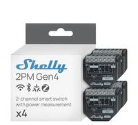 Shelly 2PM Gen4 - Interruttore Relè Intelligente Wi-Fi, 2 Canali, 16A, Monitora il Consumo di Energia, Tapparelle, Nessun Hub Richiesto, Certificato Matter, Alexa, Google, HomeKit, Zigbee (4 Pezzi)