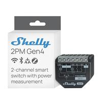 Shelly 2PM Gen4, Interruttore Relè Intelligente Wi-Fi, 2 Canali, 16A, Monitora il Consumo di Energia, Tapparelle, Domotica, Nessun Hub Richiesto, Certificato Matter, Alexa, Google, HomeKit, Zigbee
