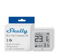 Shelly BLU H&T ZB Bianco - Sensore Smart Temperatura e Umidità, Bluetooth & Zigbee, Display E-Paper, Orologio digitale, Monitoraggio Clima, Automazione HVAC, Ultracompatto, Gateway Richiesto