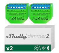 Shelly Dimmer 2, Interruttore Wi-fi intelligente per luci dimmerab, 2 canali, Nessun Hub o Neutro richiesto, Compatibile con Alexa e Google Home, App iOS Android, Confezione da 2