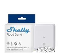 Shelly Flood Gen4 - Sensore di acqua intelligente opaco con cavo sensore di perdita, IP44, rilevamento di inondazione e pioggia, livelli di allarme personalizzabili, rilevamento perdite, timer, Alexa