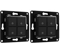 Shelly Home Wall Switch 4, Interruttore a Parete 4 pulsanti per Relè Intelligenti, Domotica, Nero (Confezione da 2)
