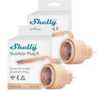 Shelly Outdoor Plug S Gen3 - Confezione doppia, presa intelligente Wi-Fi per esterni, IP44, certificato opaco, 12 A, 2500 W, illuminazione esterna, misurazione delle prestazioni, automazione esterna