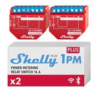 Shelly Plus 1PM, Relè Interruttore Intelligente, Confezione de 2, Wi-Fi e Bluetooth, Misuratore di Potenza, Domotica, Compatibile con Alexa e Google Home, App iOS Android, Nessun Hub Richiesto