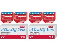 Shelly Plus 1PM, Relè Interruttore Intelligente, Confezione de 2, Wi-Fi e Bluetooth, Misuratore di Potenza, Domotica, Compatibile con Alexa e Google Home, App iOS Android, Nessun Hub Richiesto
